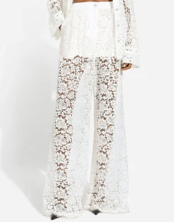 Flared floral cordonetto lace pants
