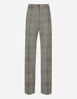 Flared glen plaid pants