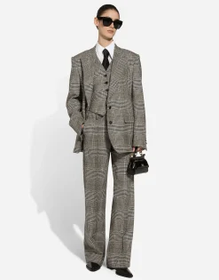 Flared glen plaid pants