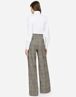 Flared glen plaid pants