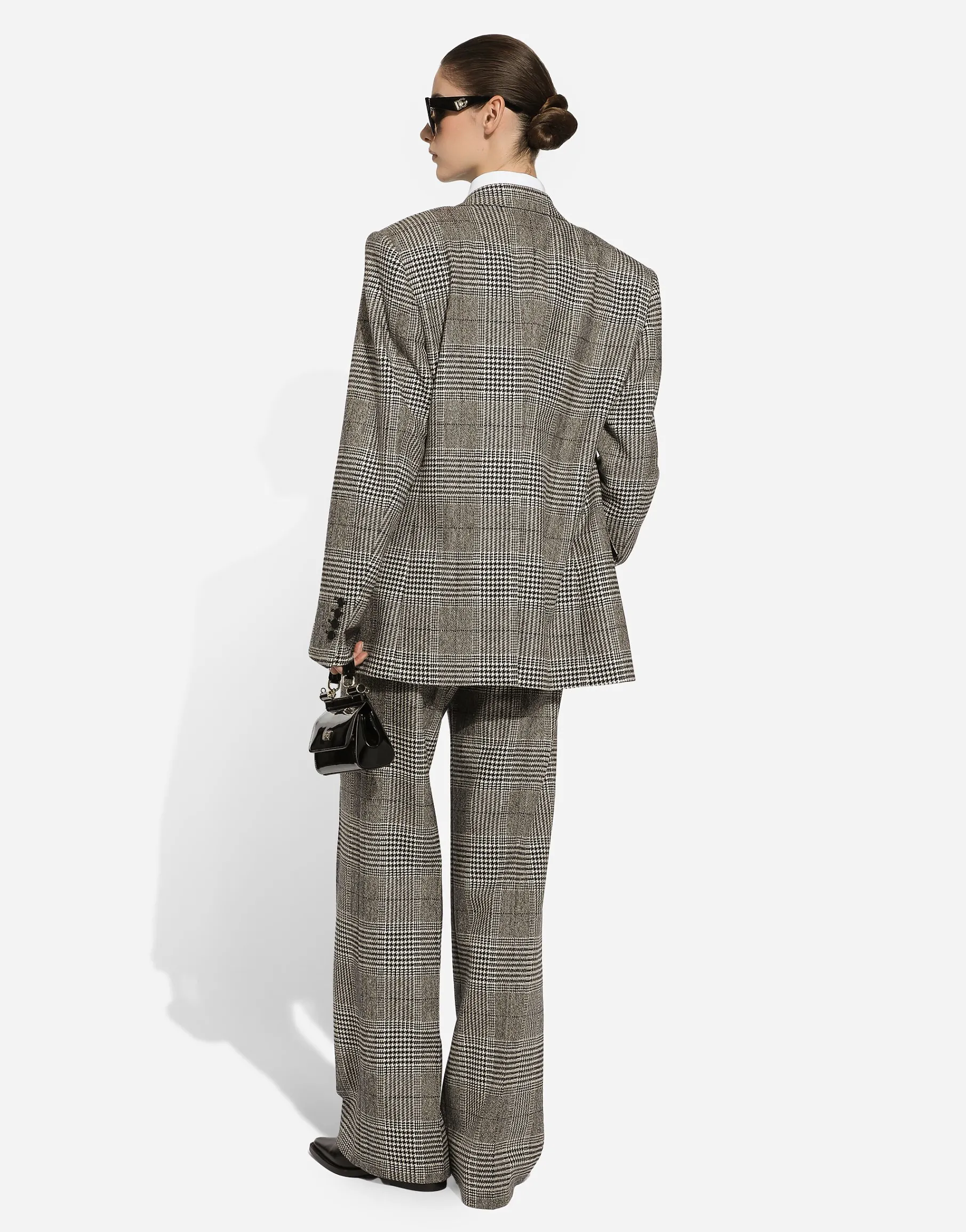 Flared glen plaid pants