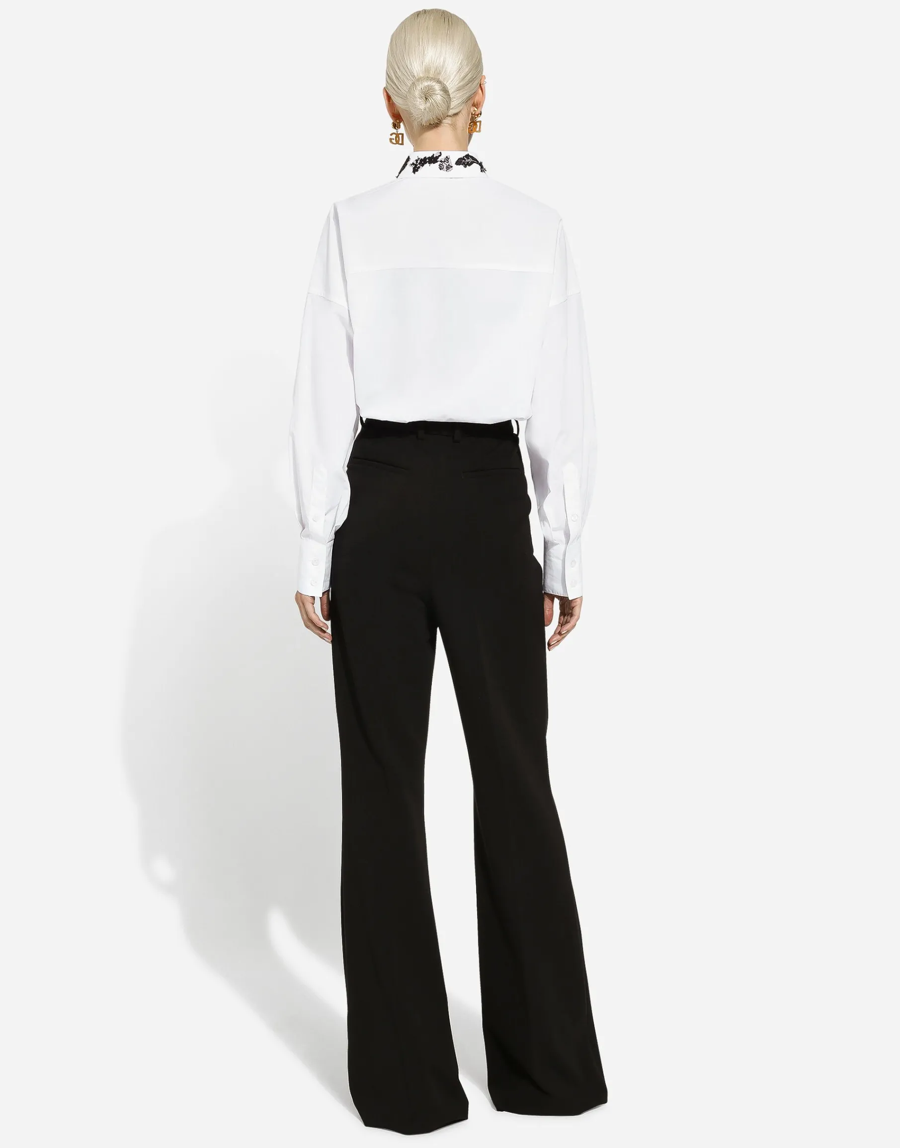 Flared jersey Milano rib pants