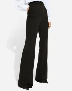Flared jersey Milano rib pants