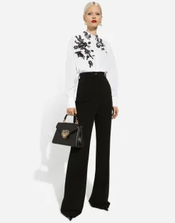 Flared jersey Milano rib pants