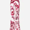 Flared Majolica-print organzine pants