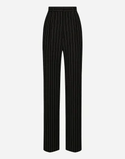Flared pinstripe wool pants