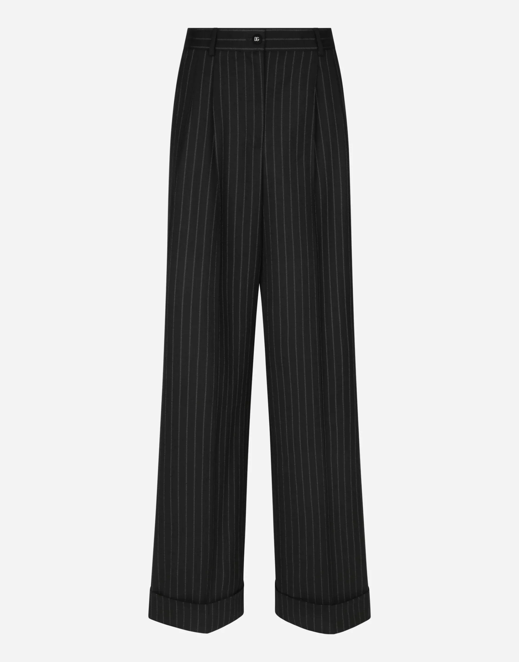 Flared pinstripe wool pants