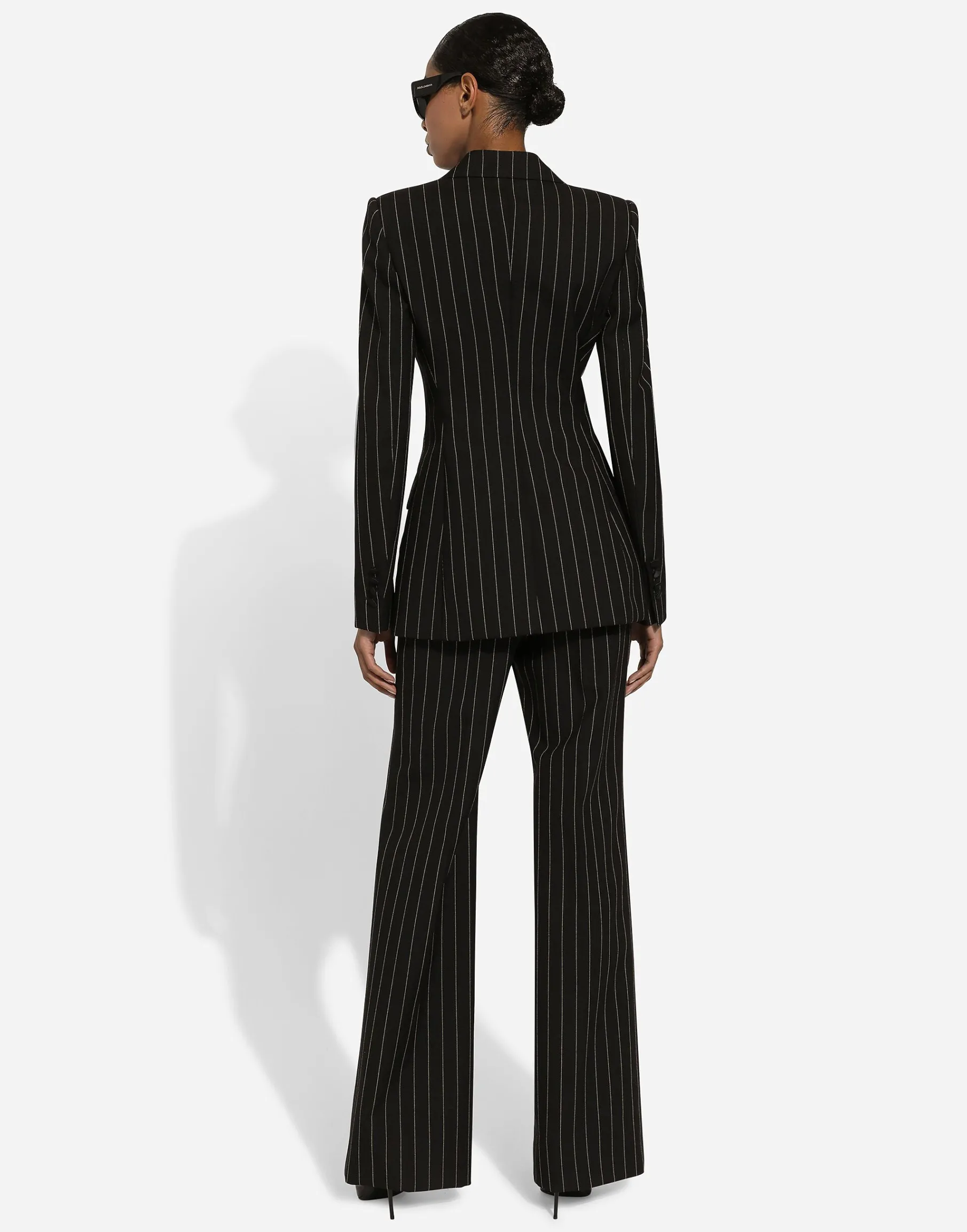 Flared pinstripe wool pants