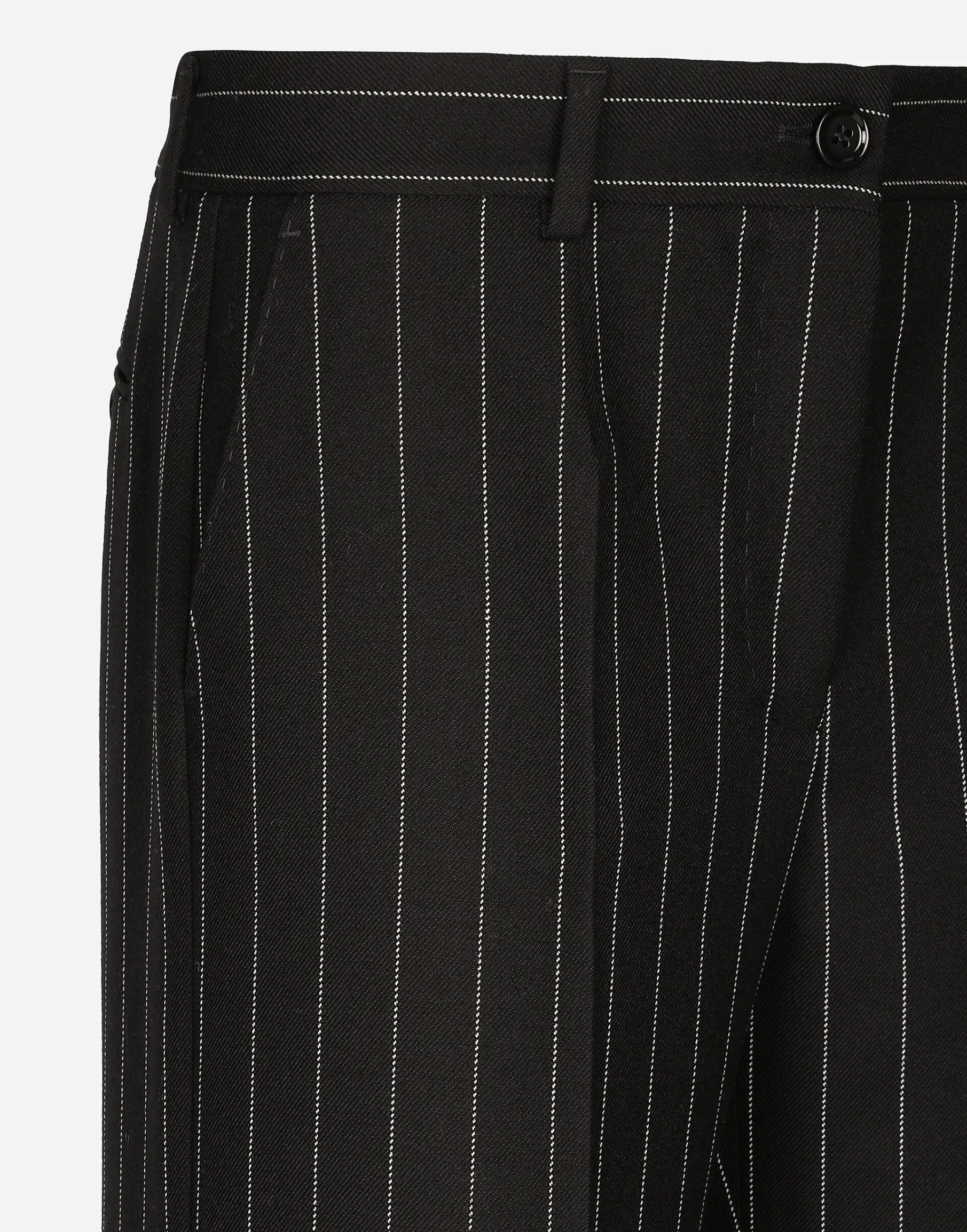 Flared pinstripe woolen pants