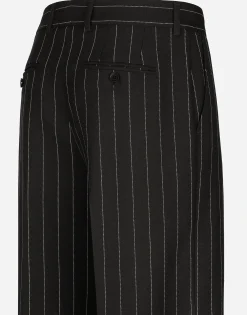 Flared pinstripe woolen pants