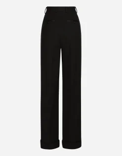 Flared wool gabardine pants
