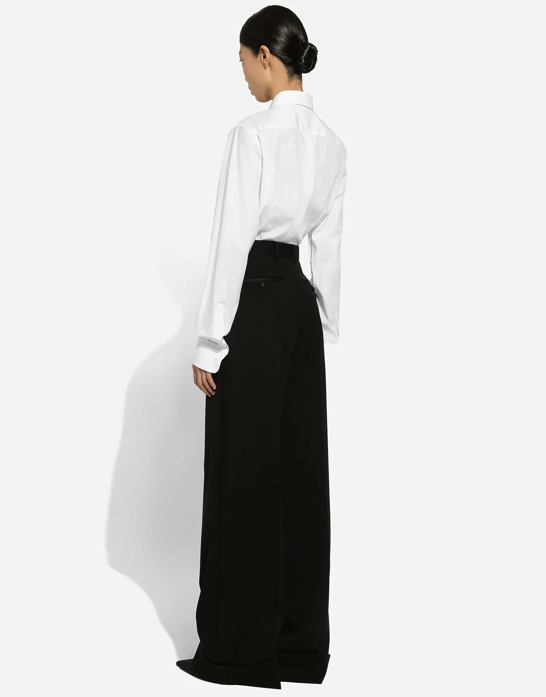 Flared wool gabardine pants