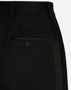 Flared wool gabardine pants