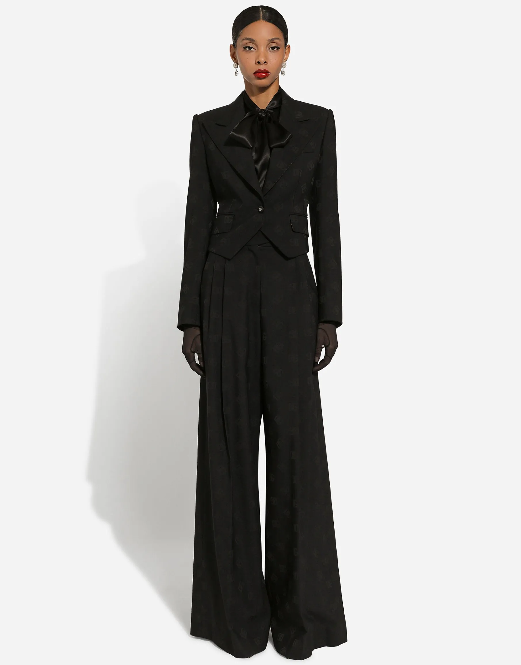 Flared wool jacquard pants with DG logo