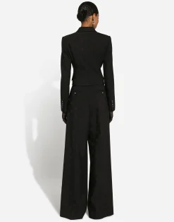 Flared wool jacquard pants with DG logo