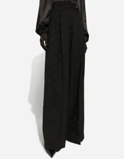 Flared wool jacquard pants with DG logo