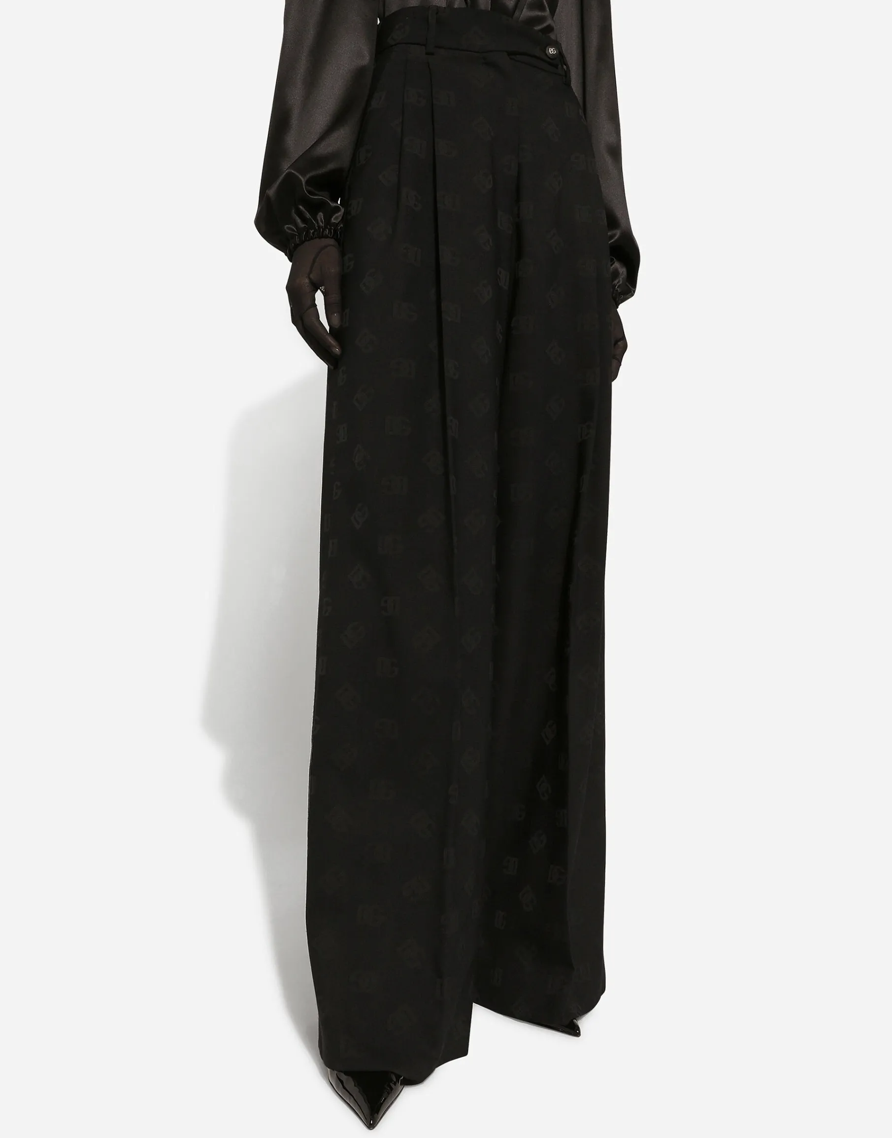 Flared wool jacquard pants with DG logo