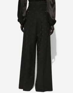 Flared wool jacquard pants with DG logo