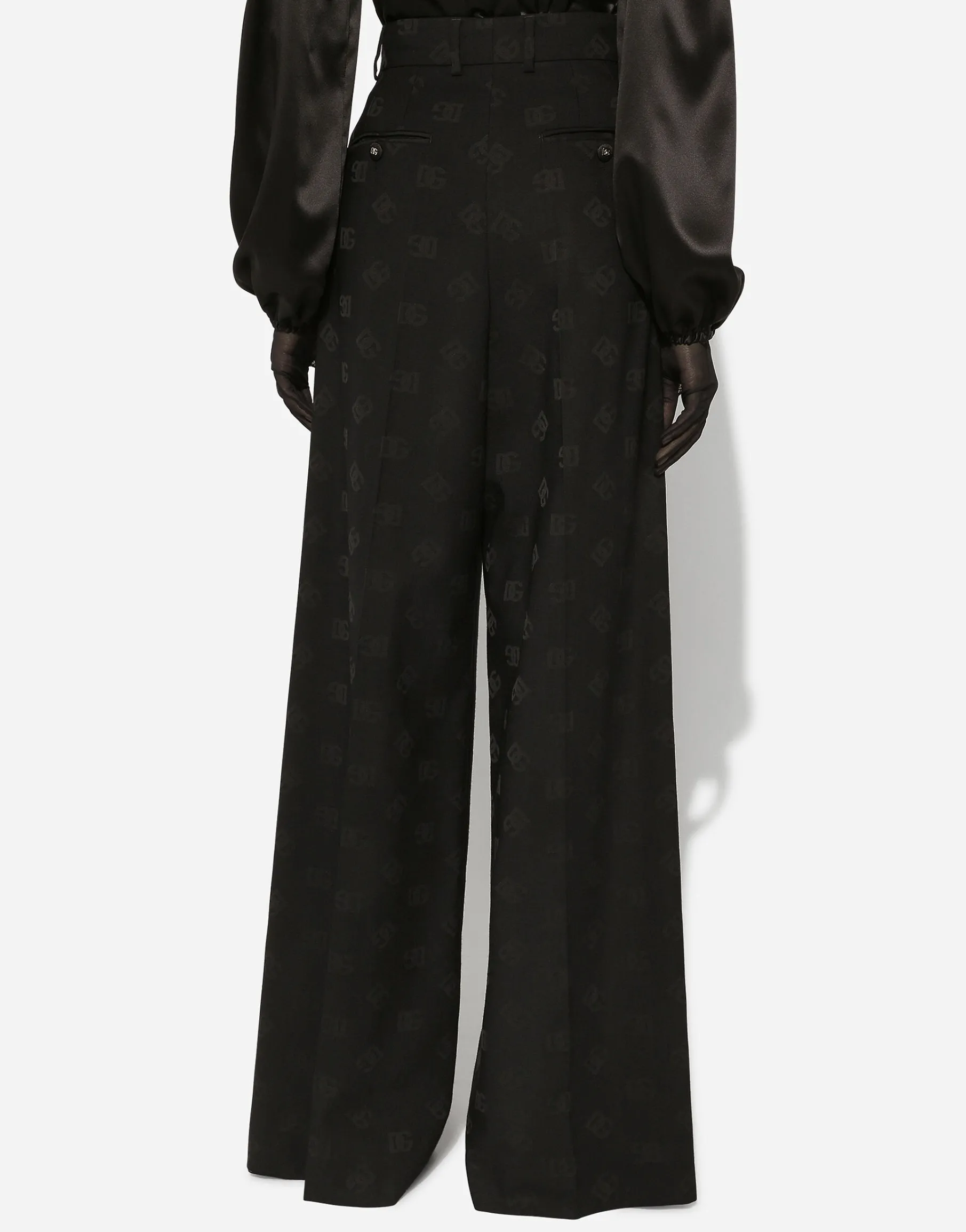 Flared wool jacquard pants with DG logo