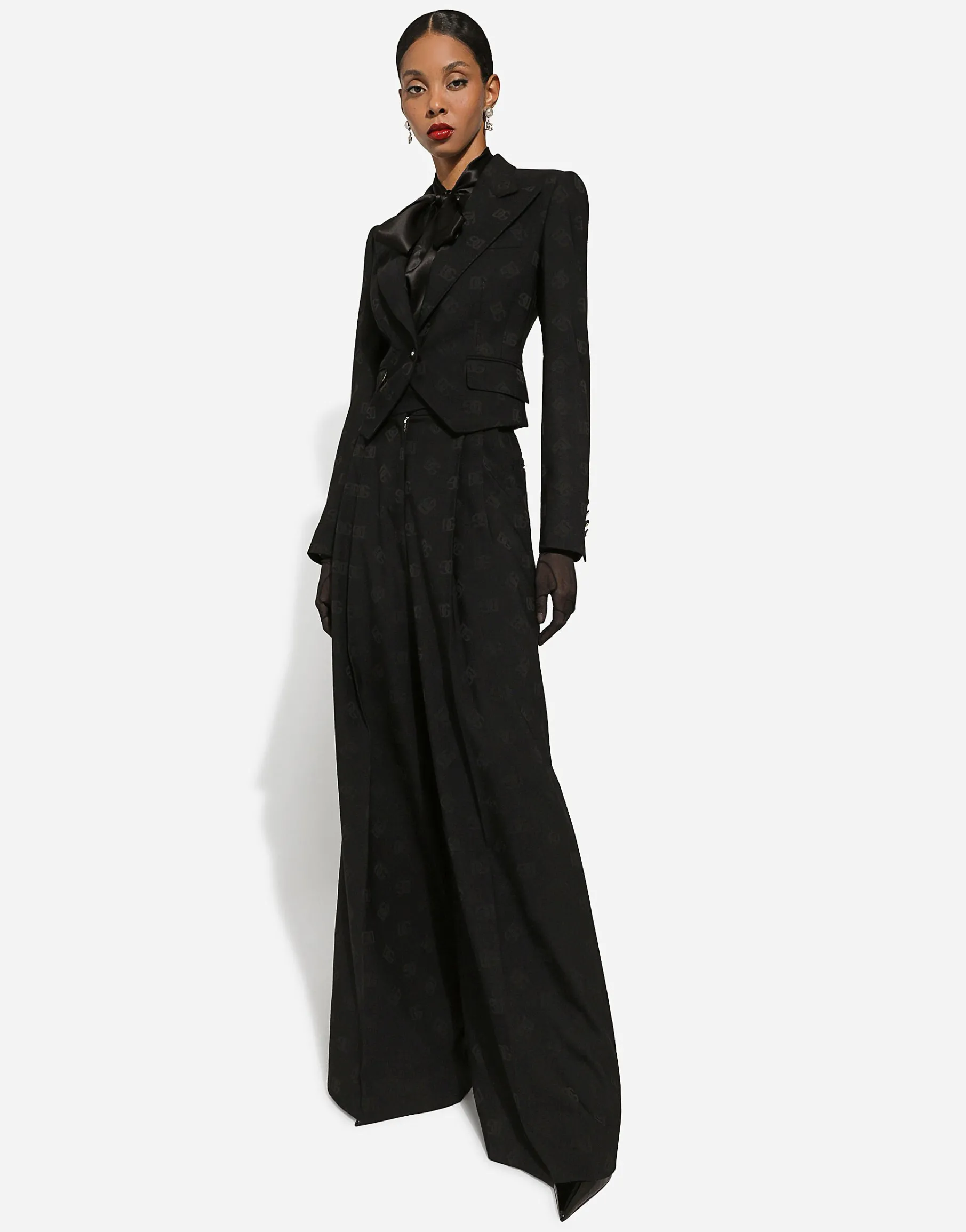 Flared wool jacquard pants with DG logo