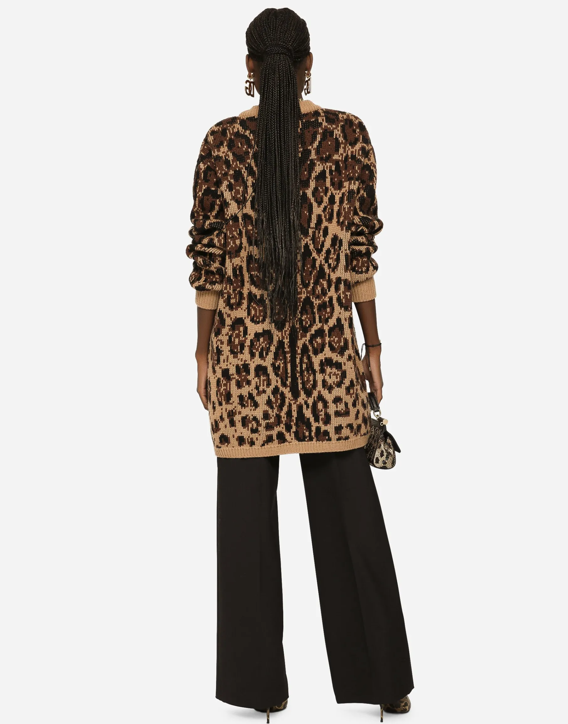 Flared wool pants with logo tag