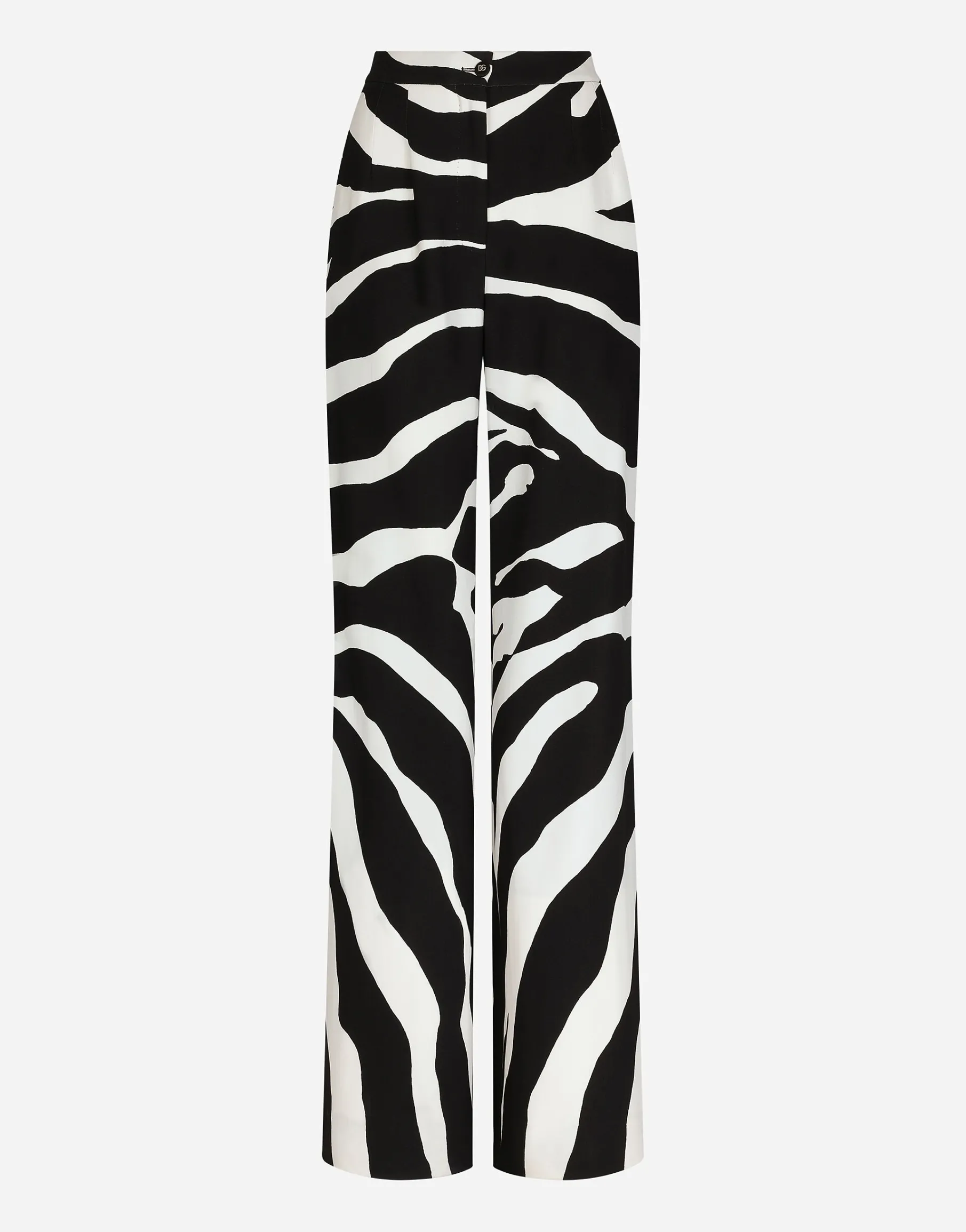 Flared zebra-print cady pants