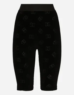 Flocked jersey cycling shorts with all-over DG logo