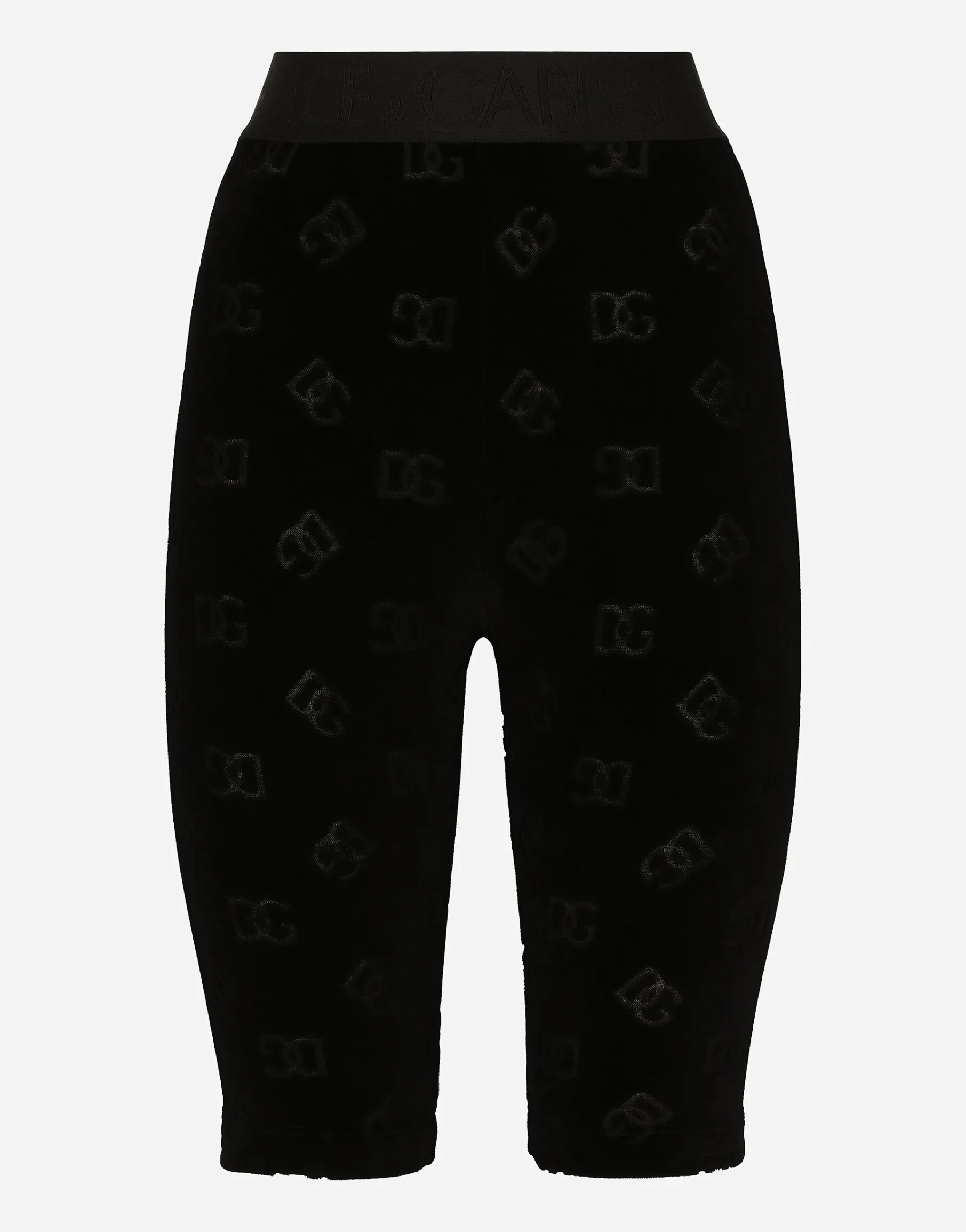 Flocked jersey cycling shorts with all-over DG logo