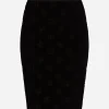 Flocked jersey midi skirt with all-over DG logo