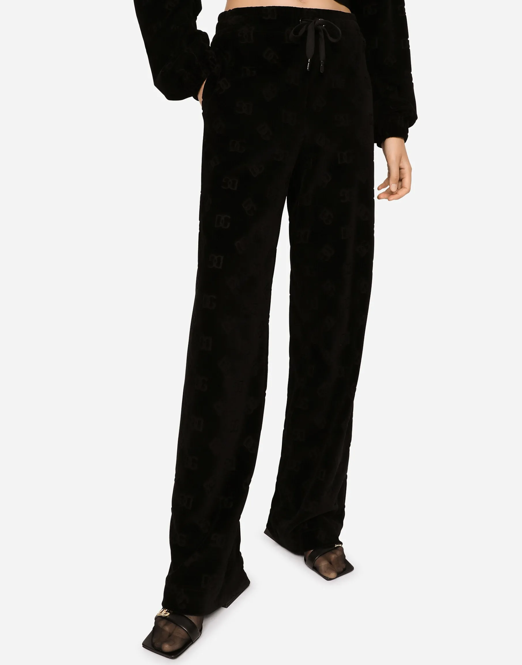 Flocked jersey pants with all-over DG logo