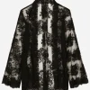 Floral Chantilly lace kimono shirt