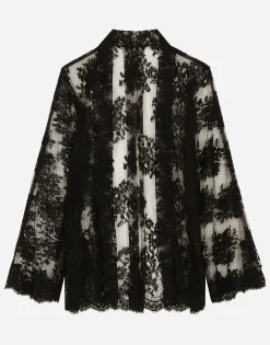 Floral Chantilly lace kimono shirt
