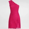 Floral cordonetto lace minidress with slit