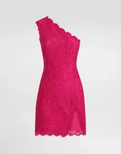 Floral cordonetto lace minidress with slit