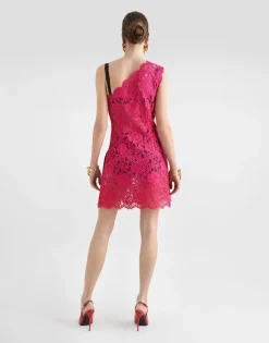 Floral cordonetto lace minidress with slit