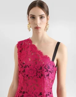 Floral cordonetto lace minidress with slit
