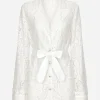 Floral cordonetto lace pajama shirt