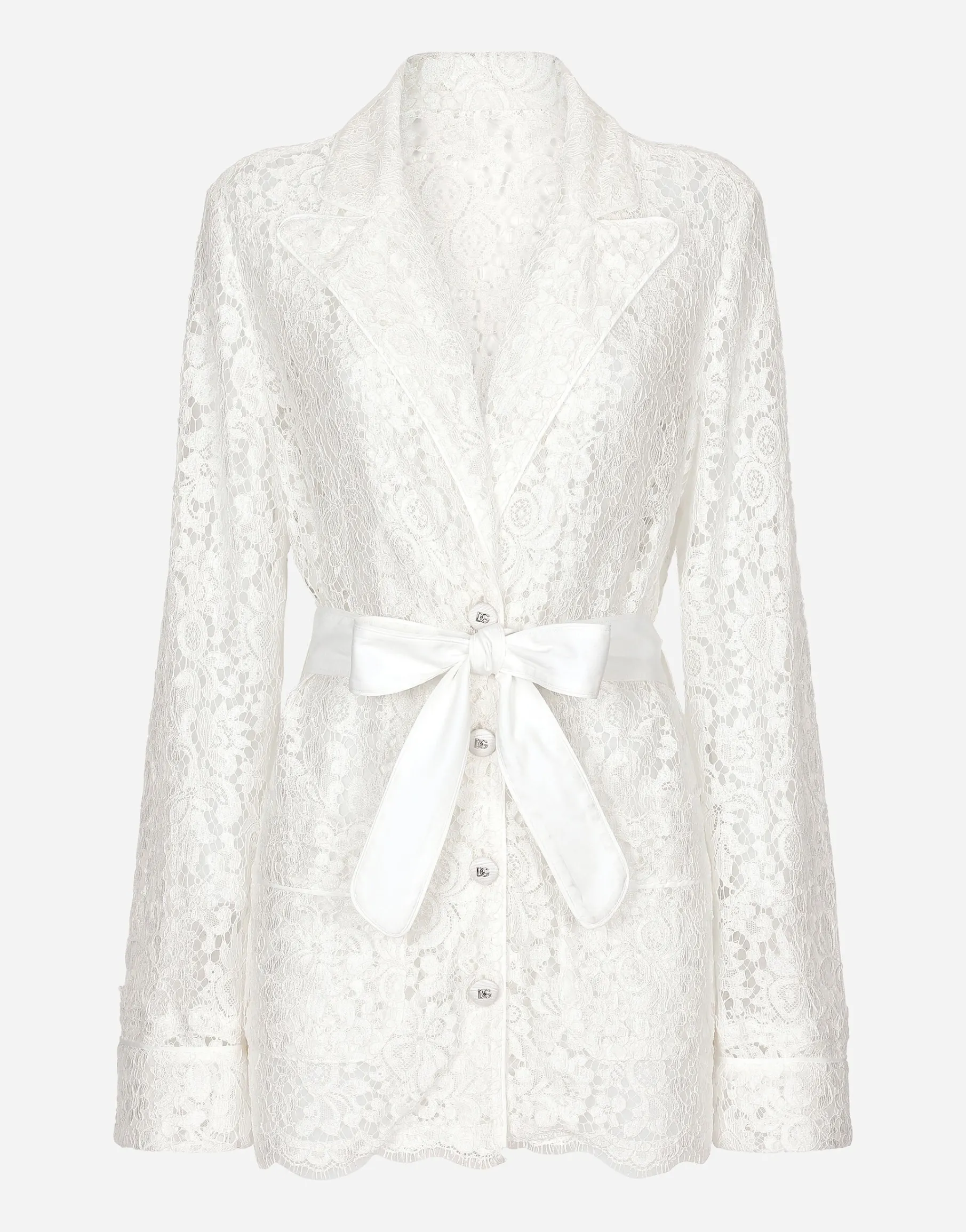 Floral cordonetto lace pajama shirt