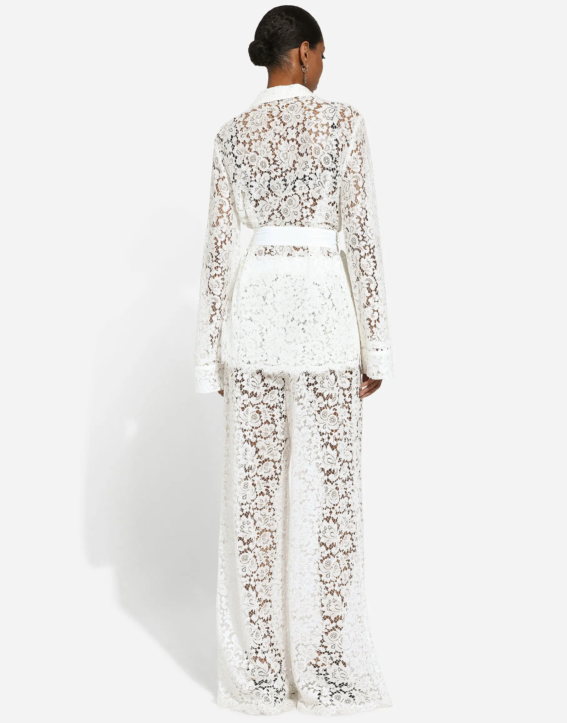 Floral cordonetto lace pajama shirt
