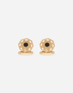 Floral enameled cufflinks