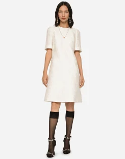 Floral jacquard midi dress