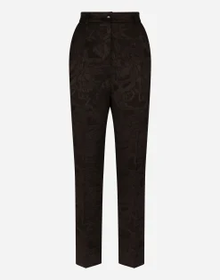 Floral jacquard pants