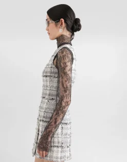 Floral lace turtle-neck top