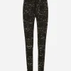 Floral lace-stitch leggings
