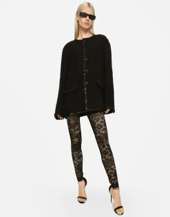 Floral lace-stitch leggings
