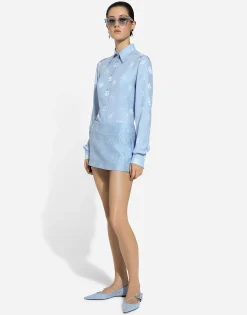 Floral quilted jacquard miniskirt