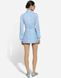 Floral quilted jacquard miniskirt