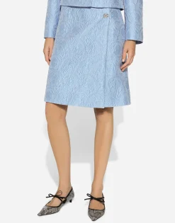 Floral quilted jacquard midi skirt with DG logo