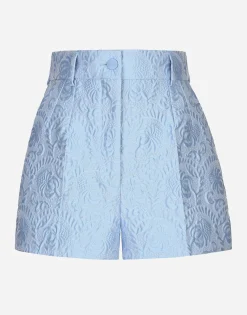 Floral quilted jacquard shorts