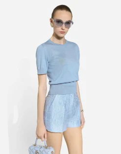 Floral quilted jacquard shorts